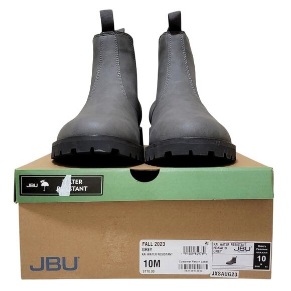 JBU Men Kai Water Resistant Chelsea Ankle Boots Size US 10M Grey Faux Leather - Picture 4 of 4